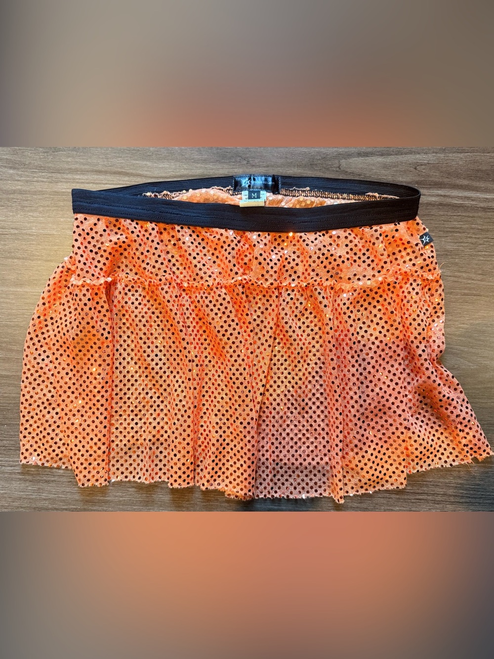 Orange Sequin Circle Skirt with Elastic Waist